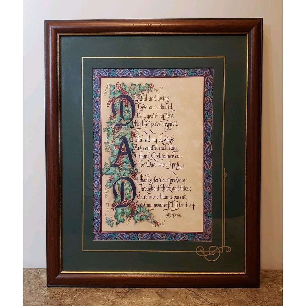 Vintage Homco Home Interior Framed Father’s Day Art Print Artist Ken Brown DAD!!